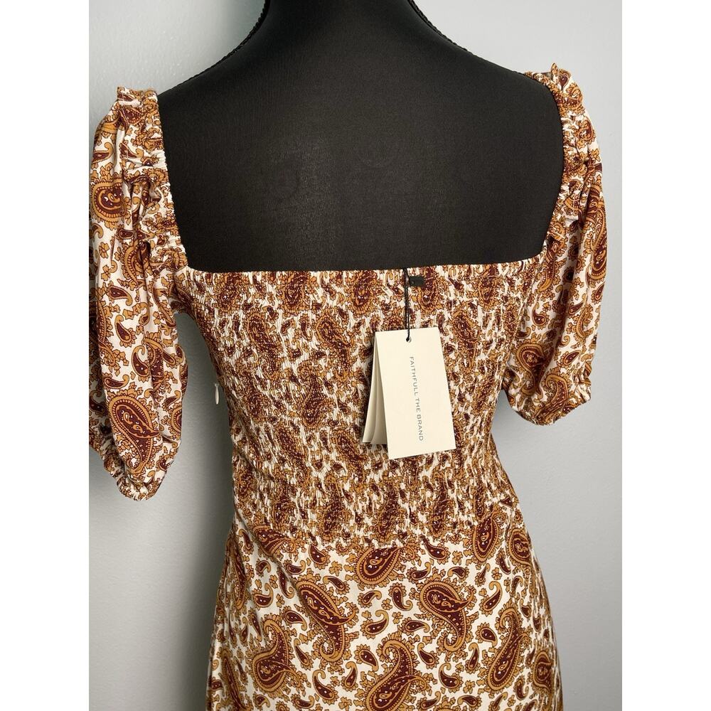 NWT Faithfull The Brand Juniper Paisley Midi Dress Puff Sleeve Sweetheart Size 6 - Picture 5 of 10